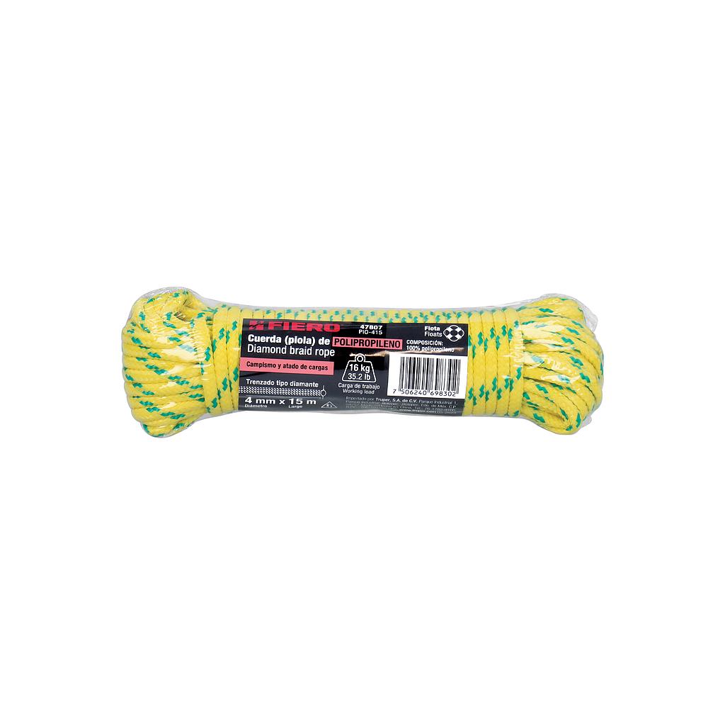 PIOLA DE POLIPROPILENO TRENZADA DE 4 mm X 15 m EN MADEJA FIERO