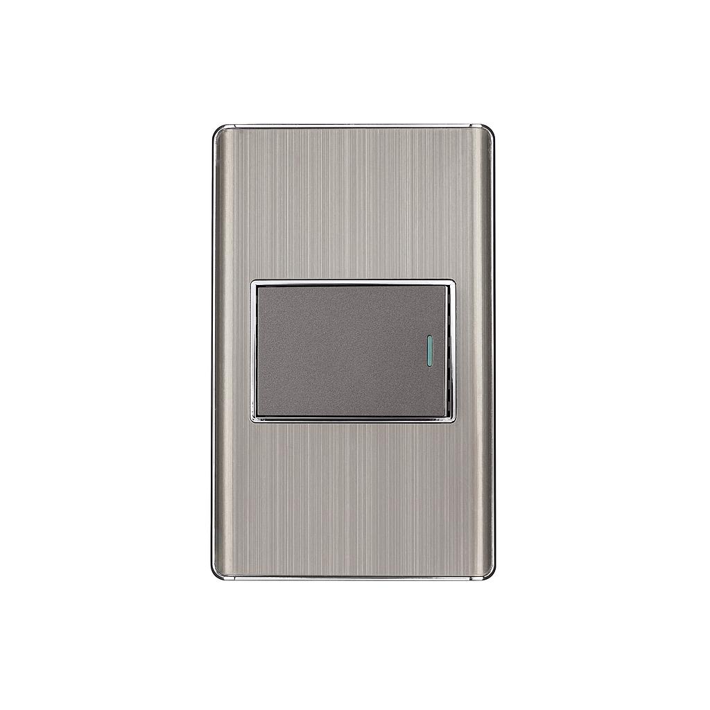PLACA ARMADA ACERO INOX 1 INTERRUPTOR 1.5 MODULOS LISBOA VOLTECK
