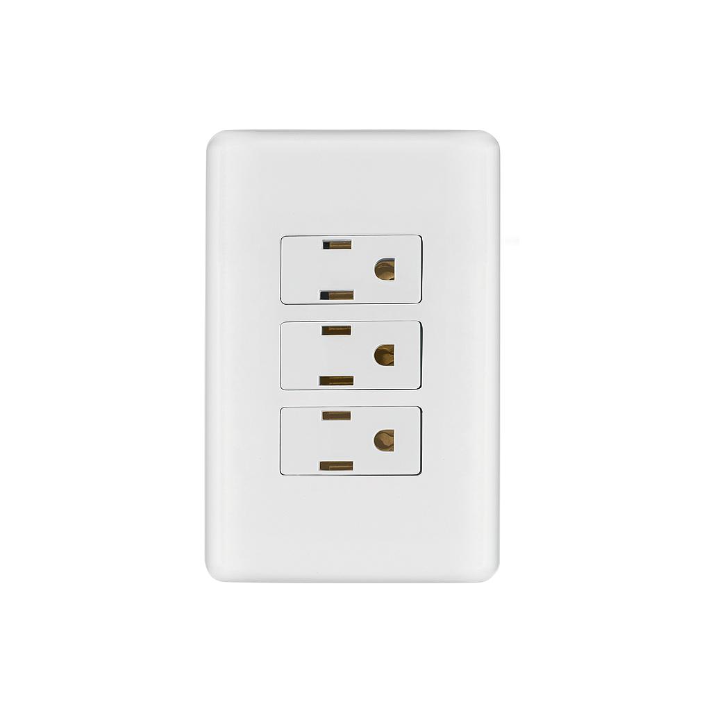 PLACA C/3 CONTACTOS 2P+TIERRA BASIC VOLT