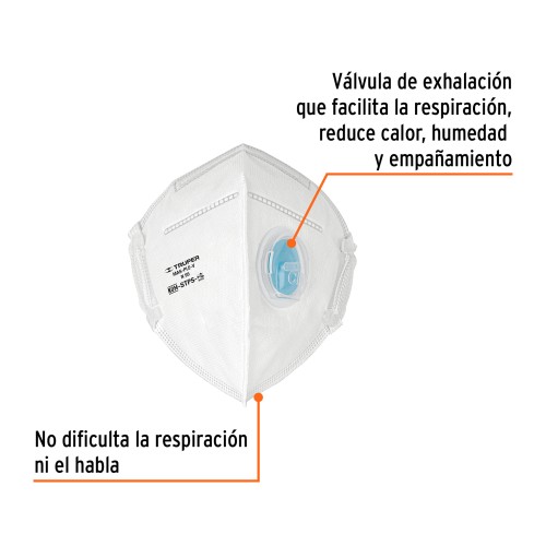 RESPIRADOR PLEGABLE N95 CON VÁLVULA PARA PARTÍCULAS, TRUPER