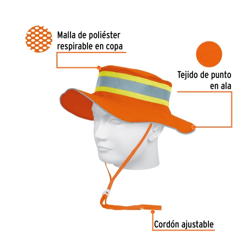 SOMBRERO NARANJA ALTA VISIBILIDAD C/REFL