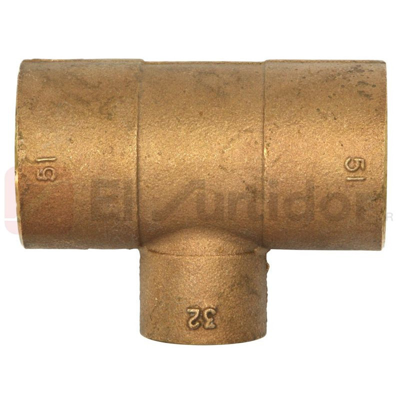 TEE DE 1-1/4" X 1-1/4" X 1" COBRE