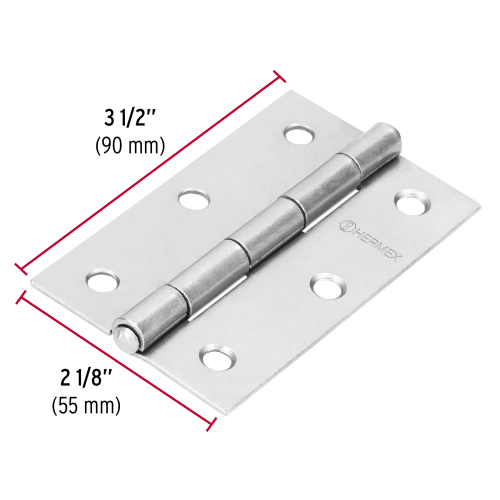 BISAGRA RECTANGULAR 3-1/2 ACERO PULIDO HERMEX