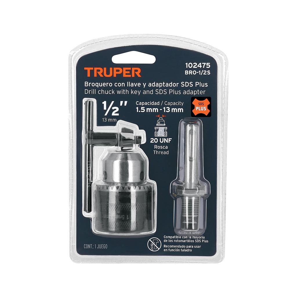 BROQUERO 1/2" CON LLAVE Y ADAPTADOR SDS PLUS TRUPER