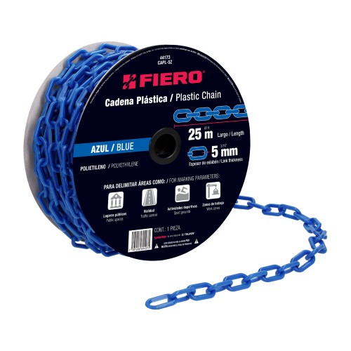 CADENA DE PLASTICO 5MM 3/16 AZUL FIERO (25MT)
