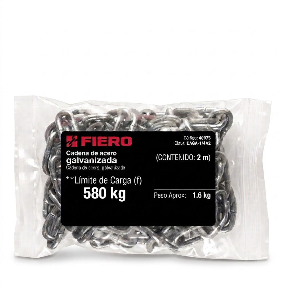 CADENA GALVANIZADA DE 1/4" BOLSA CON 2 m FIERO