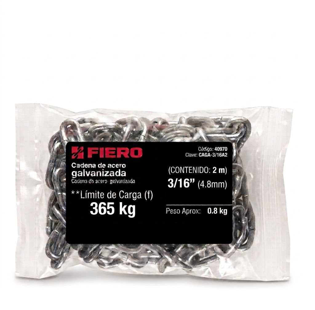 CADENA GALVANIZADA DE 3/16" BOLSA CON 2 m FIERO