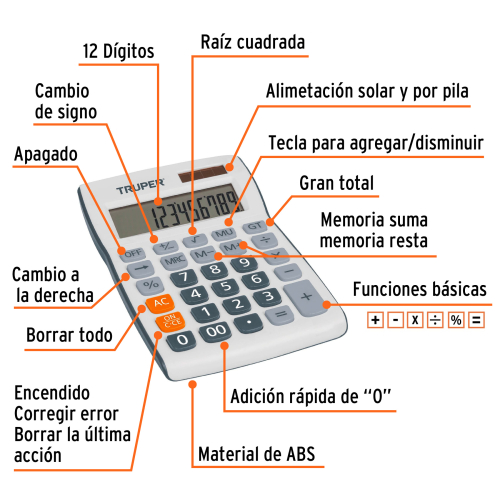 CALCULADORA DE ESCRITORIO 19 CM TRUPER