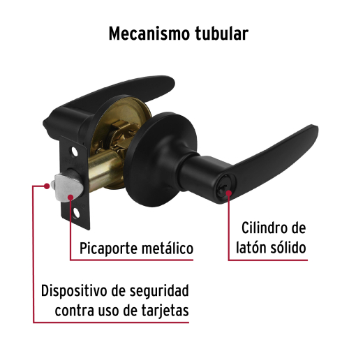 CERRADURA MANIJA TURIN PARA RECAMARA NEGRO HERMEX