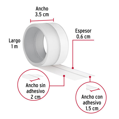 CINTA GUARDAPOLVO 1M X35MM  TRANSPARENTE  HERMEX
