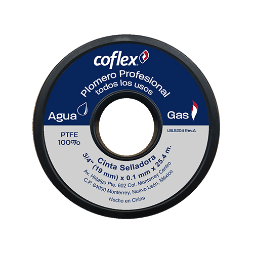CINTA TEFLON PROFESIONAL DE 3/4" X 25.4 m COFLEX