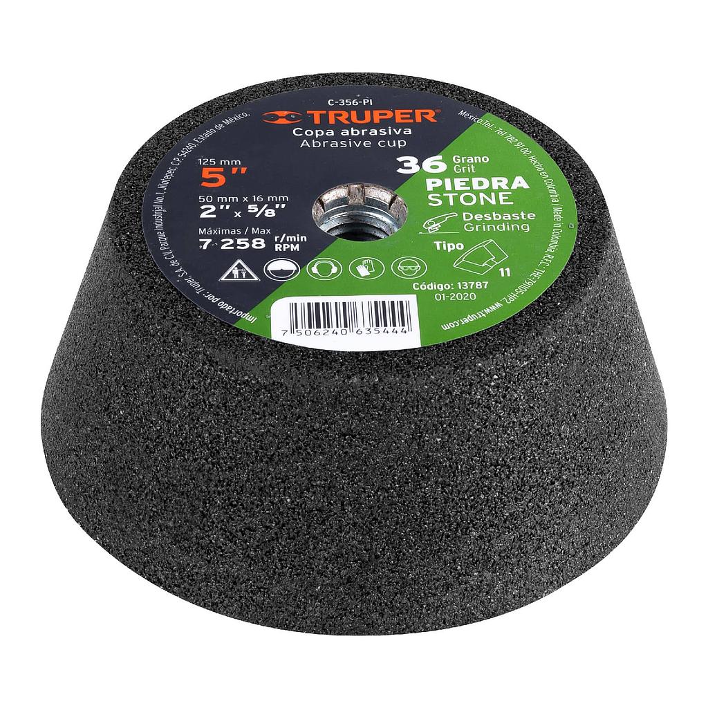 COPA DESBASTE DE PIEDRA 5" GRANO 36 EJE 5/8-11 TRUPER