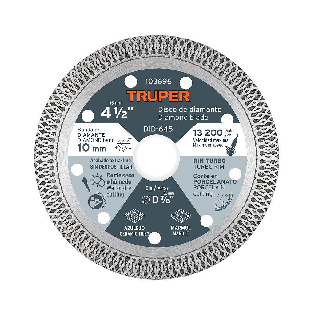 DISCO DE DIAMANTE 4-1/2" CORTE PORCELANATO TRUPER