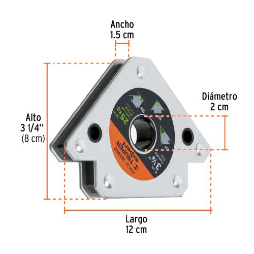 ESCUADRA MAGNÉTICA 3-1/4 PARA SOLDAR, CAPACIDAD 25 KG