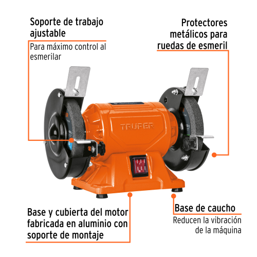 ESMERIL DE BANCO DE 5 DE 1/4 HP 185 W TRUPER