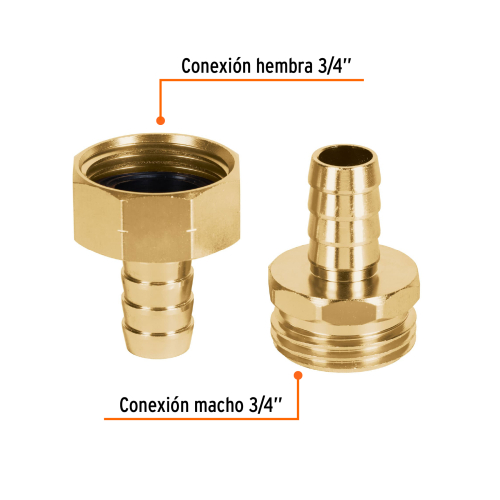 JUEGO DE CONECTORES 1/2 MACHO/HEMBRA DE ALUMINIO, TRUPER