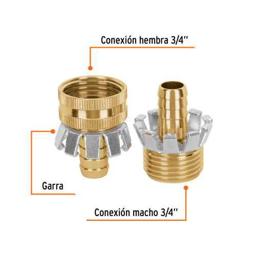 JUEGO DE CONECTORES 1/2 MACHO/HEMBRA TIPO GARRA DE ALUMINIO