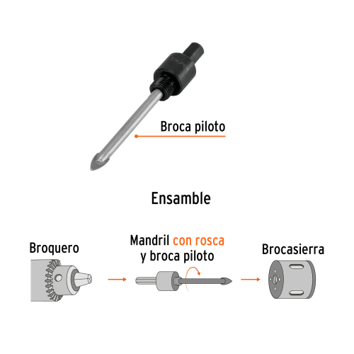 MANDRIL PARA BROCASIERRA DIAMANTE CON ROSCA 3/8" TRUPER