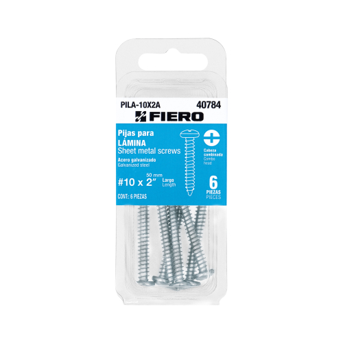 BLISTER CON 6 PIJAS PARA LAMINA #10 X 2" FIERO