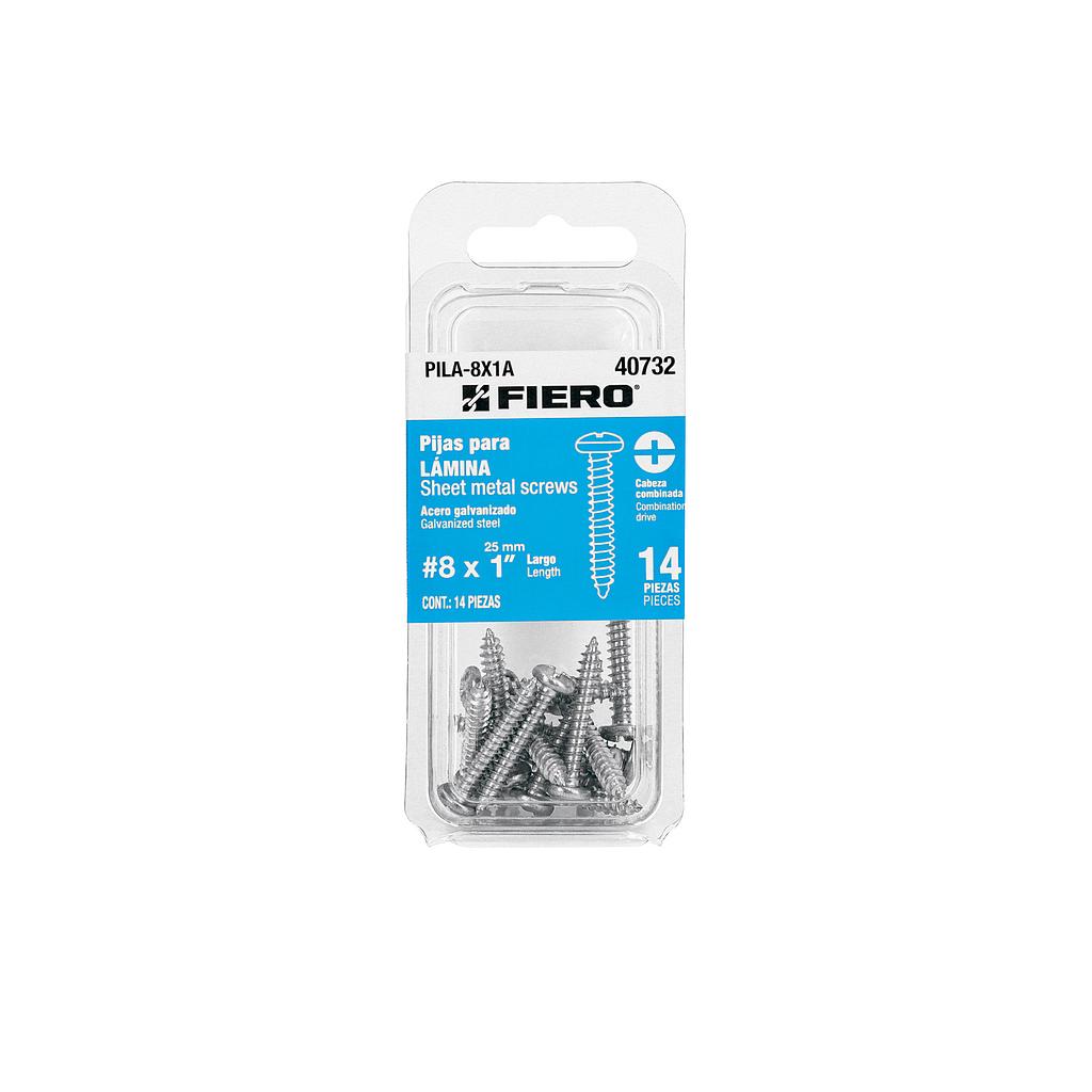 BLISTER CON 8 PIJAS PARA LAMINA #8 X 2" FIERO