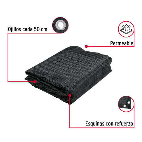 TOLDO SOMBRA 80% MONOFILAMENTO NEGRO DE 3.6 m X 6 m FIERO