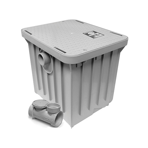 TRAMPA DE GRASA DE 10 GALONES CON SALIDA PARA TUBO DE 2" COFLEX