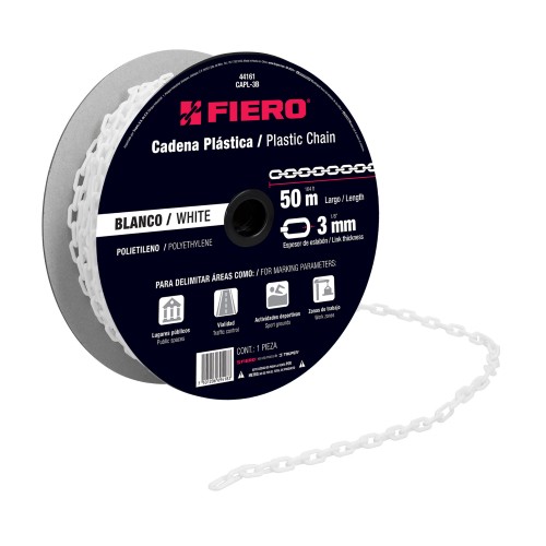 CADENA DE PLASTICO 3MM 1/8" BLANCA FIERO (50MT)