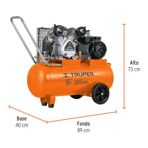 COMPRESOR 60L HORIZONTAL, 4HP,127V TRUPE