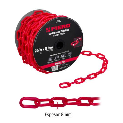 CADENA DE PLASTICO 8MM 5/16" ROJA FIERO (25MT)