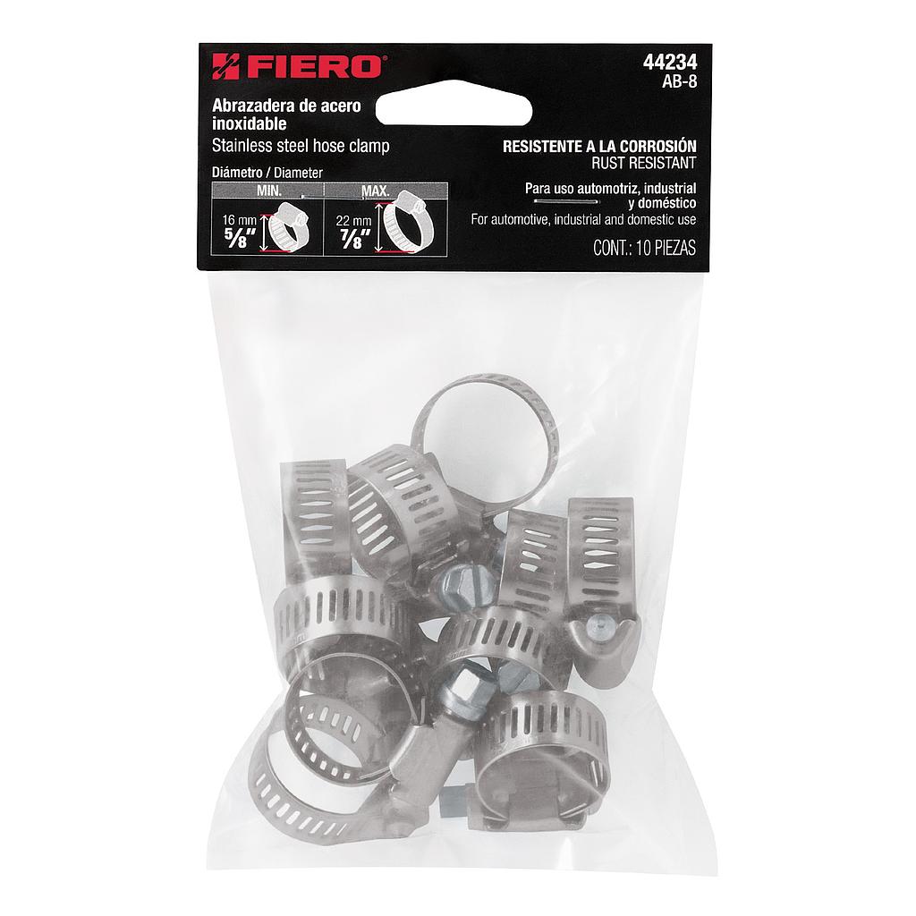 BOLSA CON 10 ABRAZADERAS SIN FIN #8 5/8" - 7/8" FIERO