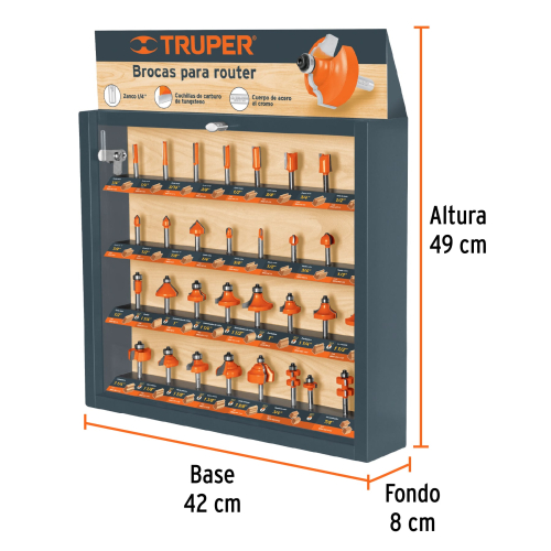 EXHIBIDOR C/BROCAS PARA ROUTER TRUPER