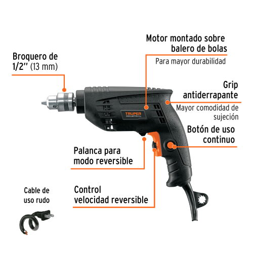 TALADRO INDUSTRIAL 3/8 400W TRUPER