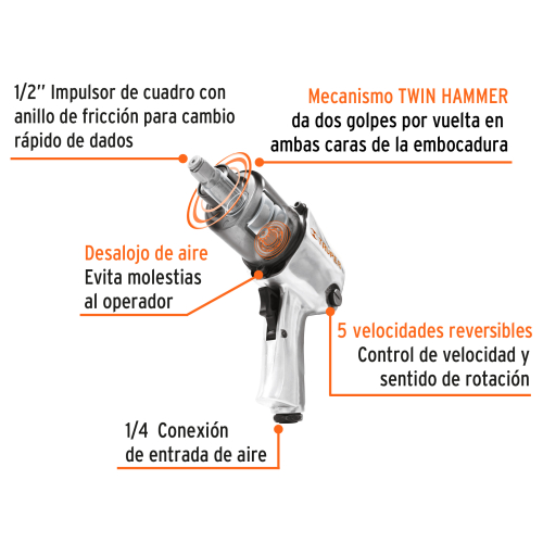 LLAVE DE IMPACTO NEUMATICA CUADRO 1/2 TR