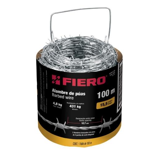 ROLLO DE ALAMBRE DE PUAS DE 100 m CALIBRE 15.5 FIERO