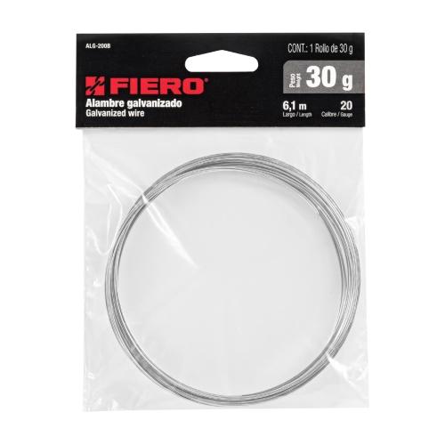 ROLLO DE 30 g DE ALAMBRE GALVANIZADO CALIBRE 20 EN BOLSA FIERO