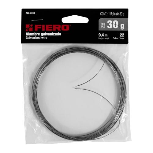 ROLLO DE 30 g DE ALAMBRE GALVANIZADO CALIBRE 22 EN BOLSA FIERO