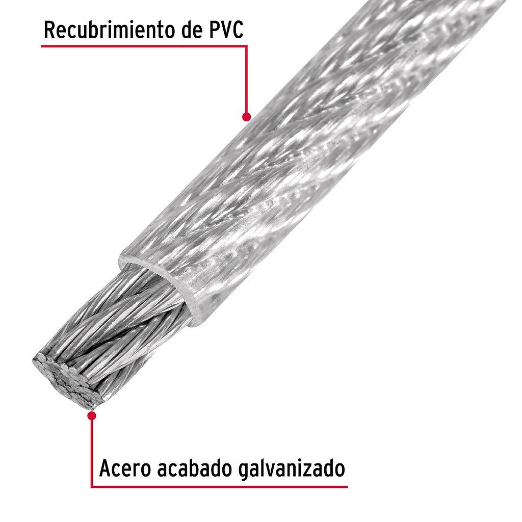 METRO DE CABLE RIGIDO 1/8  ACERO 7X7 RECUBIERTO PVC FIERO
