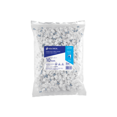 BOLSA CON 500 GRAPAS BLANCAS DE 6 MM PARA CABLE REDONDO