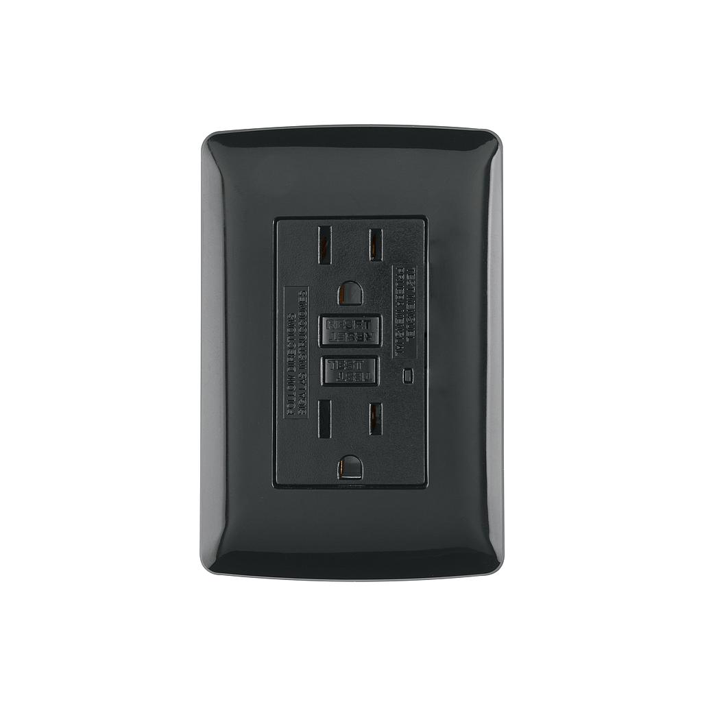 CONTACTO DUPLEX FALLA  A TIERRA GFCI NEGRO LINEA ITALIANA