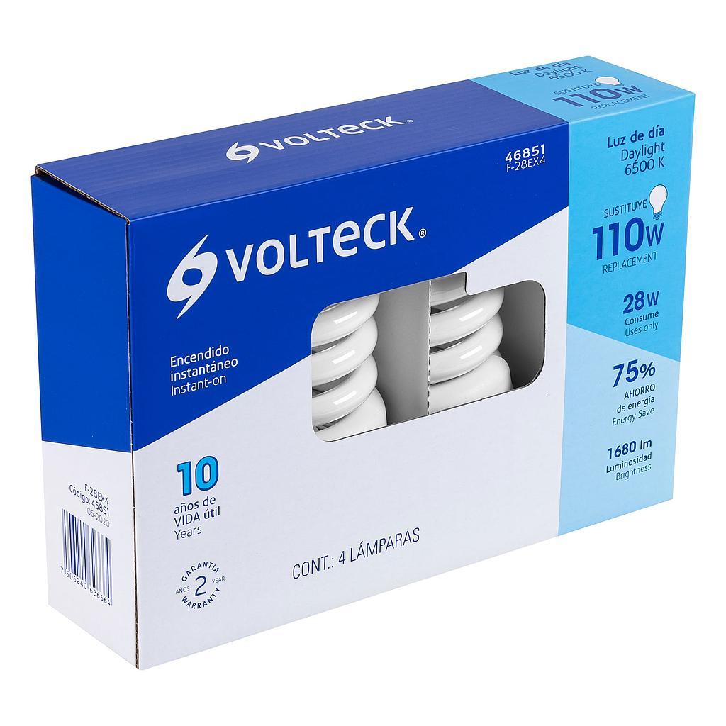 PACK 4 LAMPARAS ESPIRAL T4 20W LUZ DE DIA  CAJA VOLTECK
