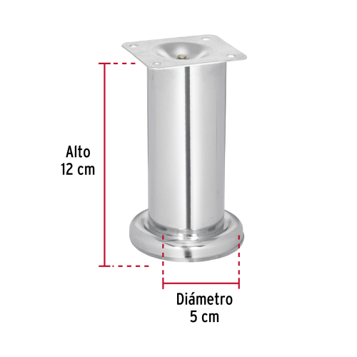 PATA PARA SOFA Y MUEBLE CROMO DE 120 mm ALTURA HERMEX