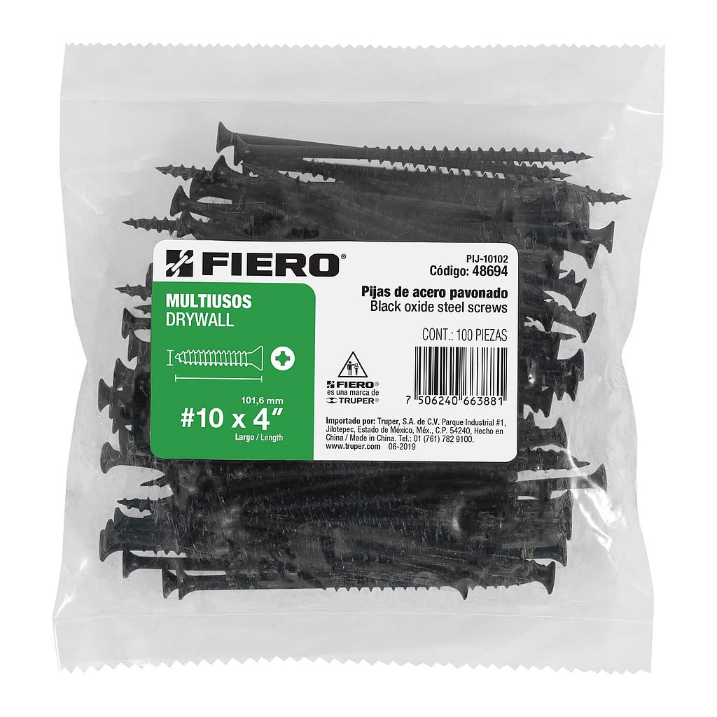 BOLSA DE 100 PIJAS #10 X 4" CABEZA PLANA PHILLIPS MULTIUSOS FIERO