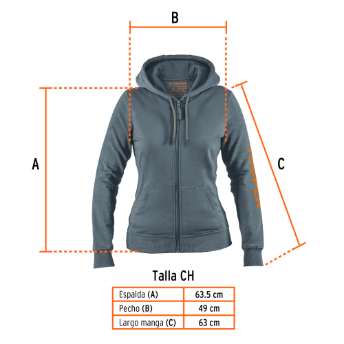 SUDADERA GRIS PARA DAMA TALLA CHICA TRUPER
