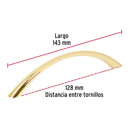 JALADERA DE 128MM LINEA ARCO LATON BRILLANTE