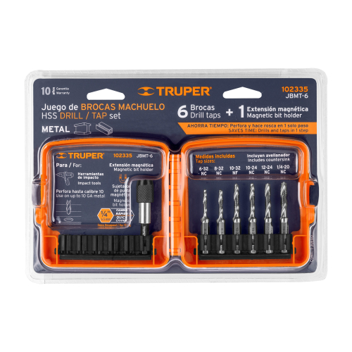 JUEGO DE BROCAS HSS CON MACHUELO PARA METAL TRUPER