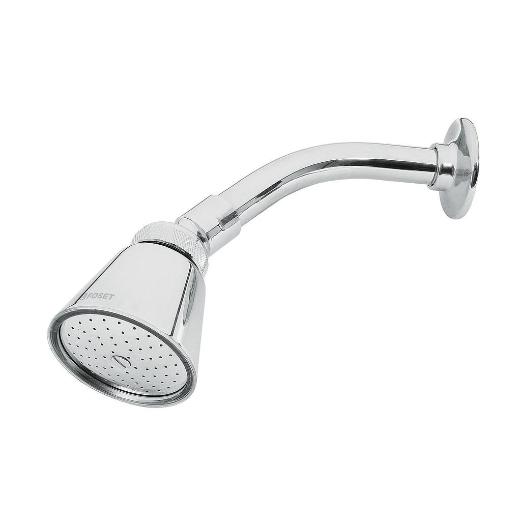 REGADERA REDONDA DE 2-3/4" CHORRO FIJO LATON CON BRAZO Y CHAPETON CROMO FOSET AERO
