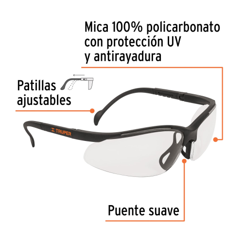 LENTE DE SEGURIDAD C/RECUBRIMIENTO ANTIEMPANANTE TRANSPARENTE TRUPER