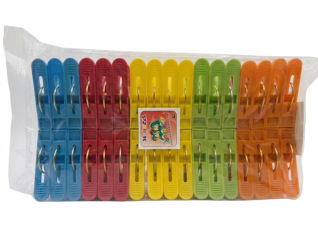 PAQUETE 36 PZAS PINZA PARA ROPA ECONOMICA LOS 3 PERICOS