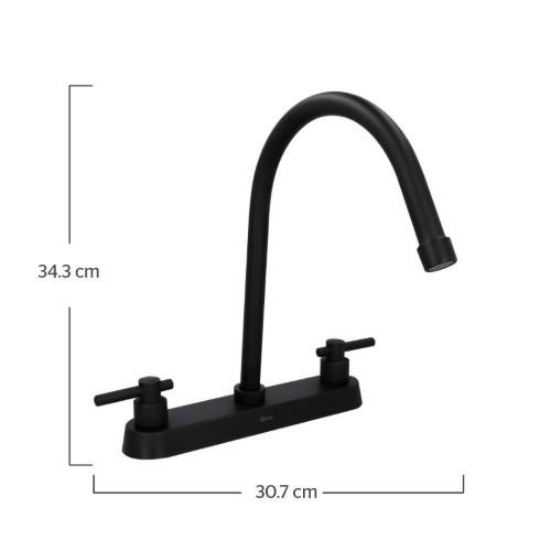 MEZCLADORA 8 FREGADERO CON CUBIERTA Y MANERAL NEGRO F-4362.2 DICA