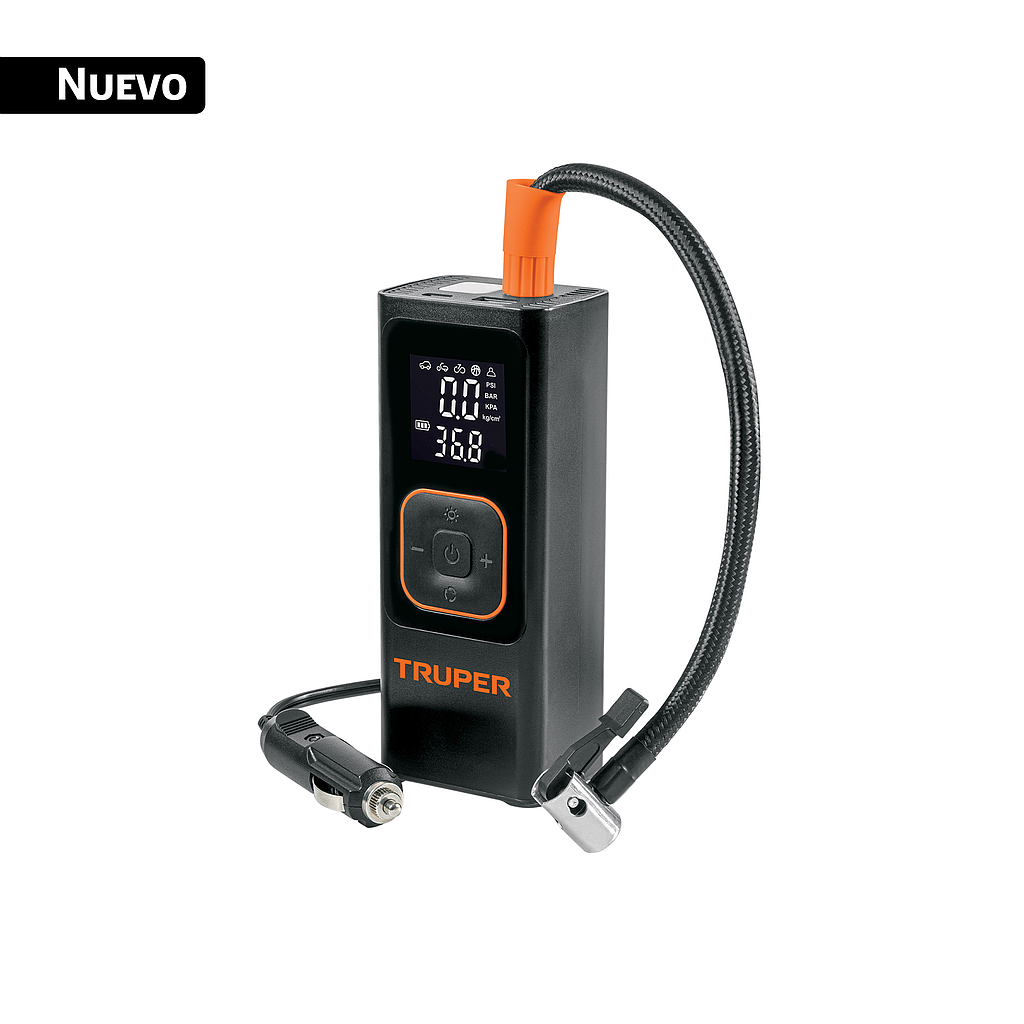 INFLADOR INALAMBRICO PORTATIL CON LINTERNA 12 V TRUPER